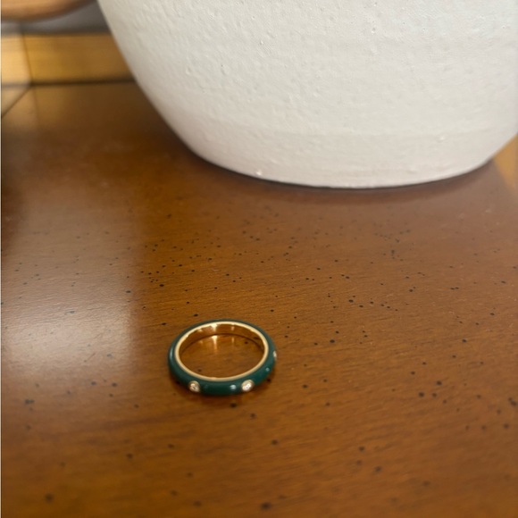 EF Collection 3 Diamond and Hunter Green Enamel Stack Ring, Size 5 - Picture 4 of 4